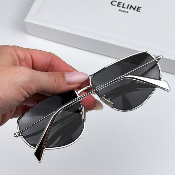 Celine CL40083U 16A Sunglasses Palladium Smoke Pilot Unisex CL 40083U - Picture 3 of 14